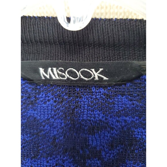 Misook Blue/Black Long Sleeve Knit Cardigan Jacket Size 5XL Shoulder Pads - Picture 4 of 6